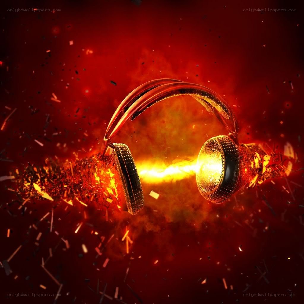 Fiery headphones in motion