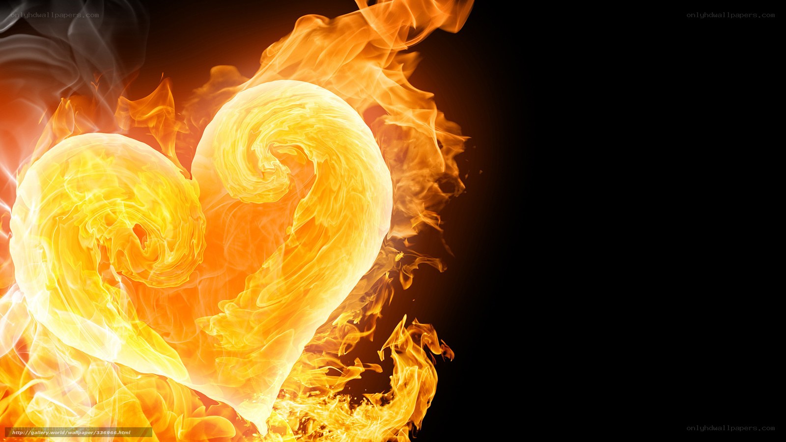 fiery heart on black