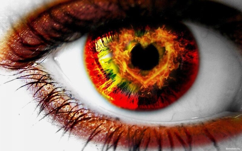 fiery heart-shaped eye