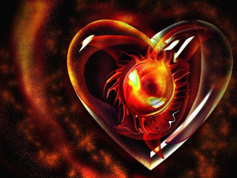 fiery heart with sun core