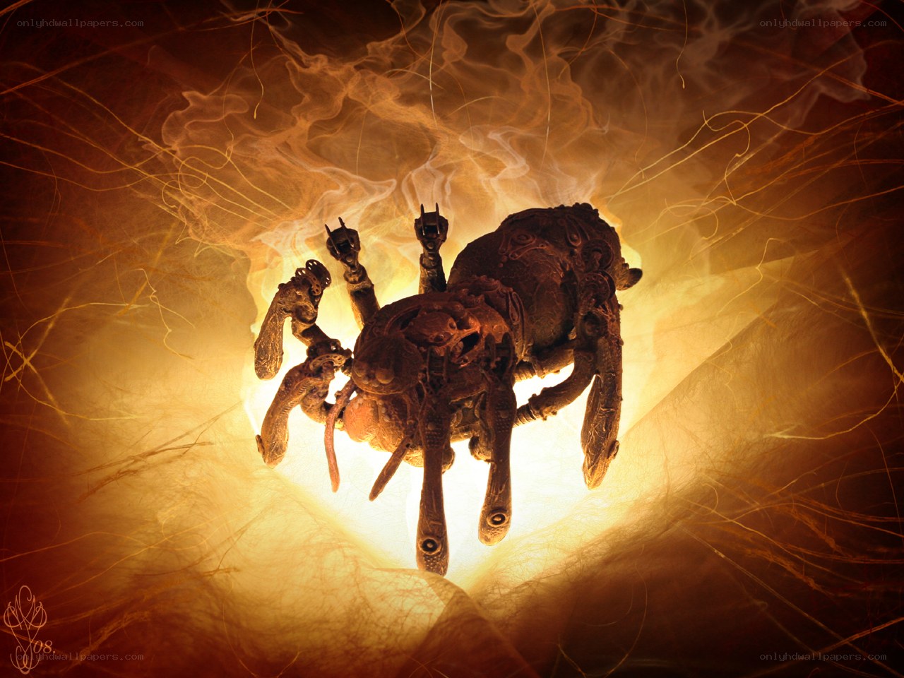 Fiery insect sculpture