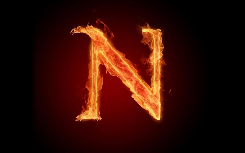 fiery letter N