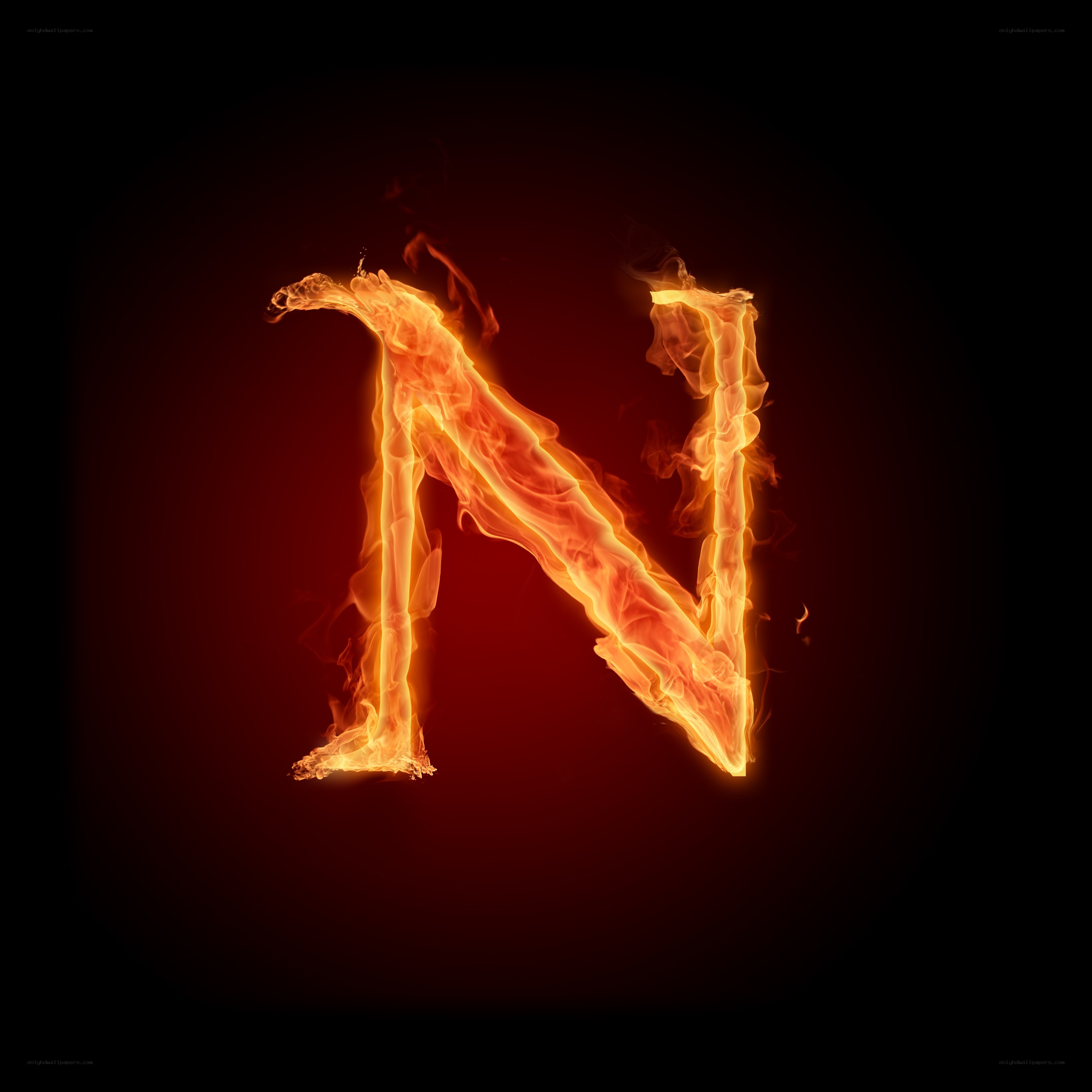 fiery letter N