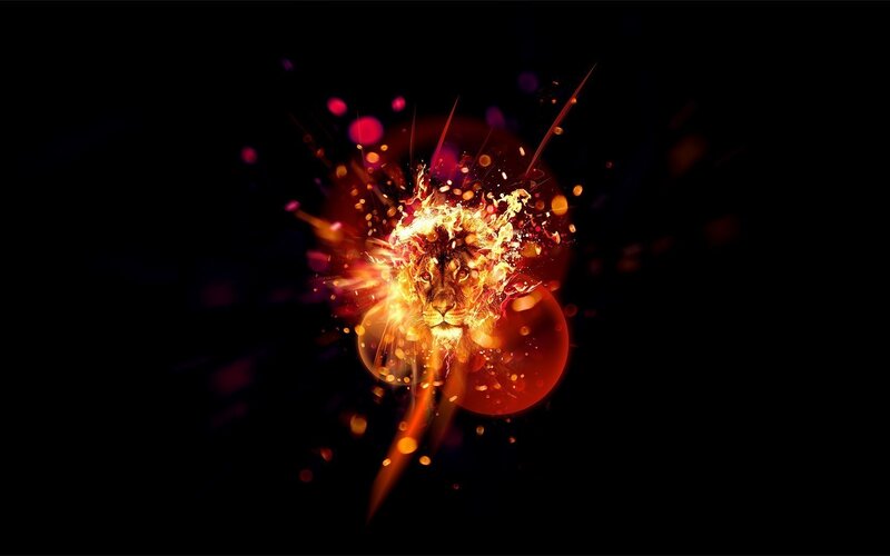 fiery lion explosion