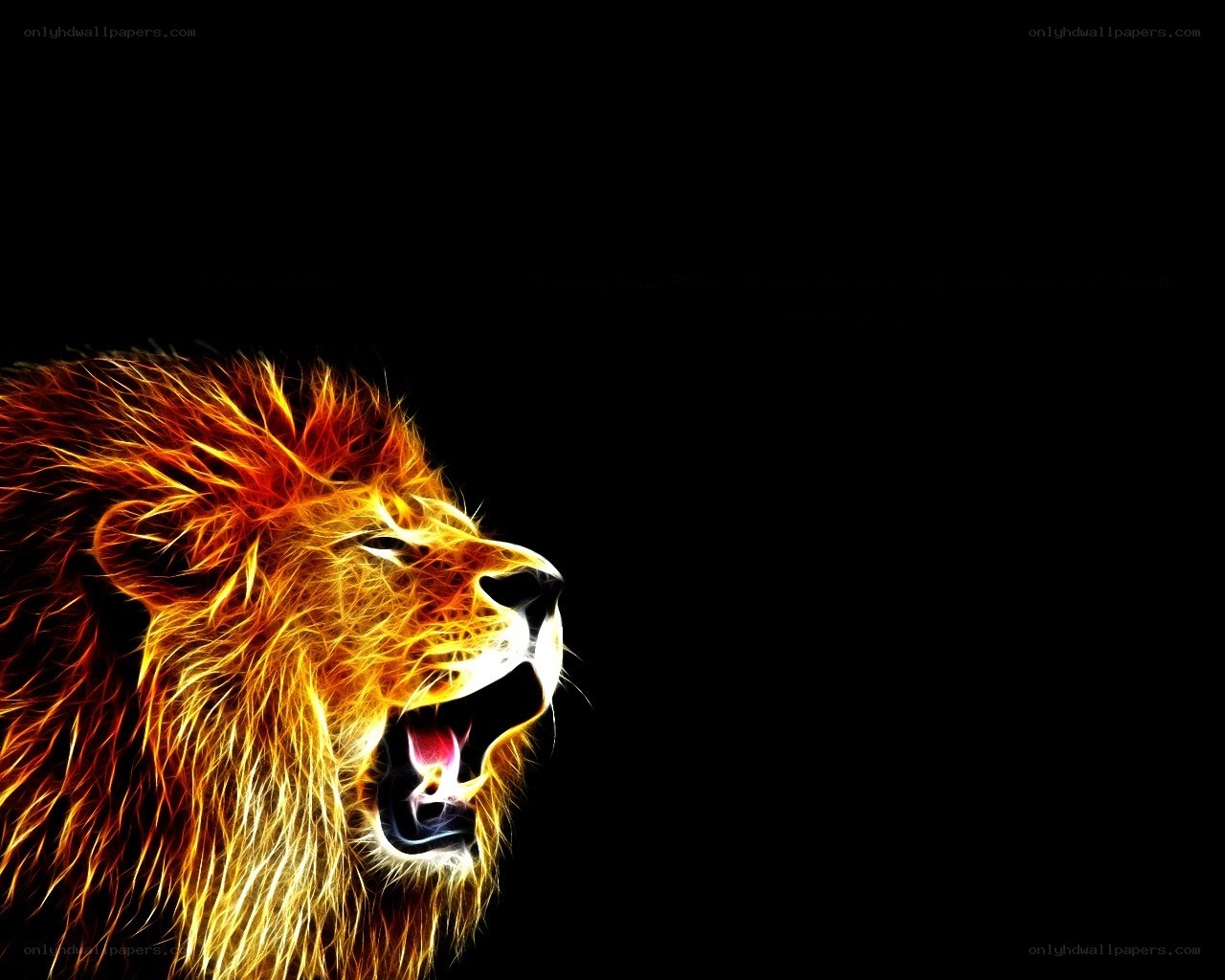 fiery lion roaring