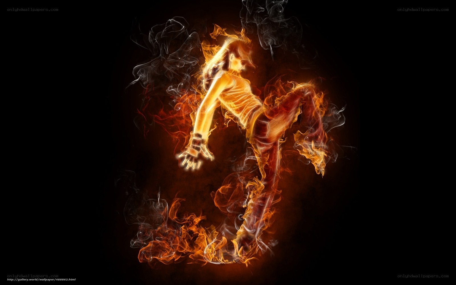 fiery martial artist in motion