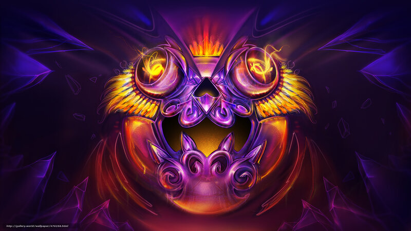 fiery mask of a mythical creature