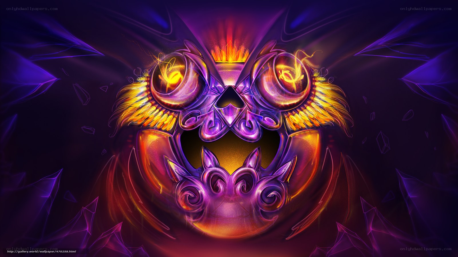fiery mask of a mythical creature
