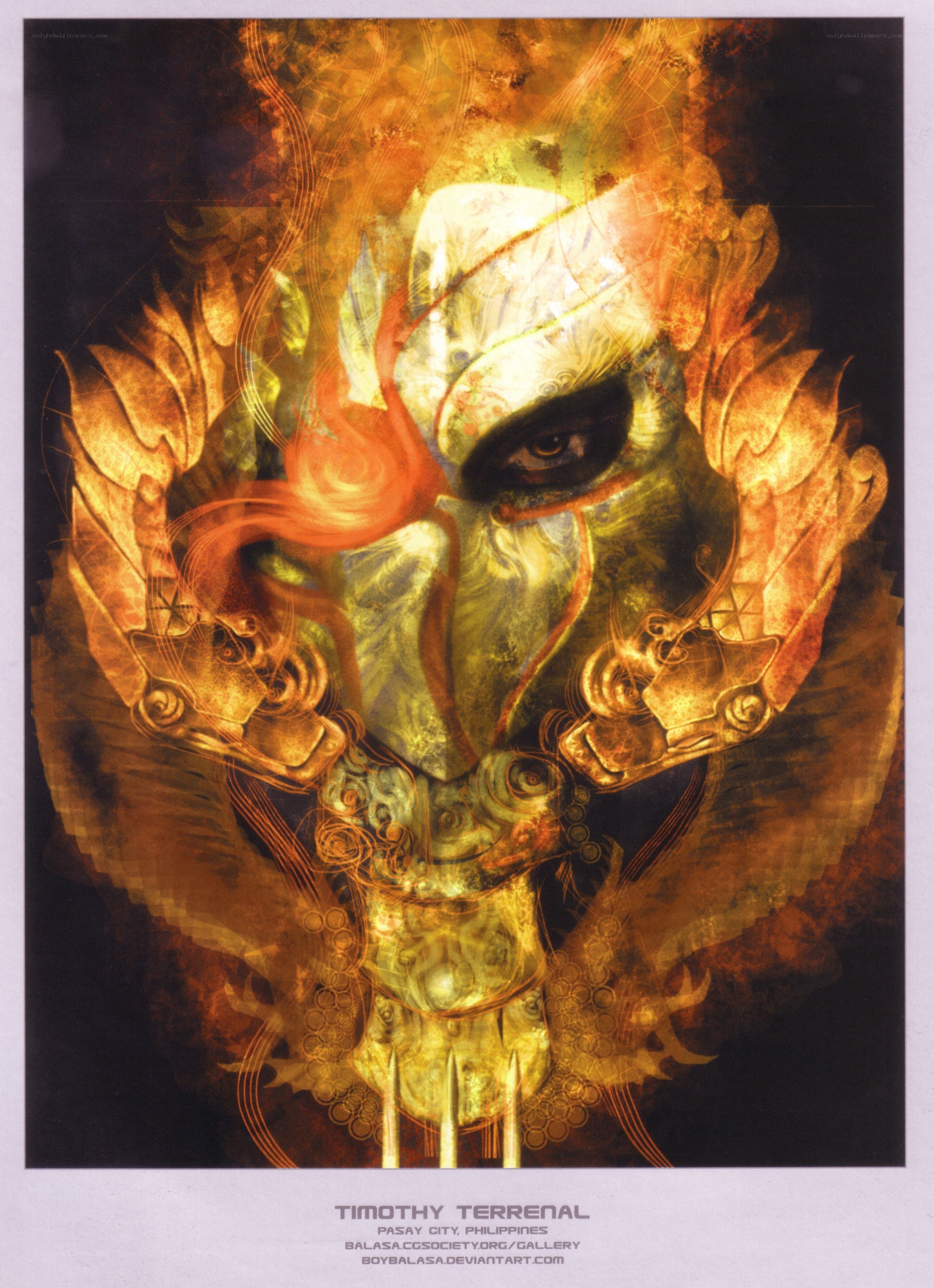 Fiery mask with dragon wings