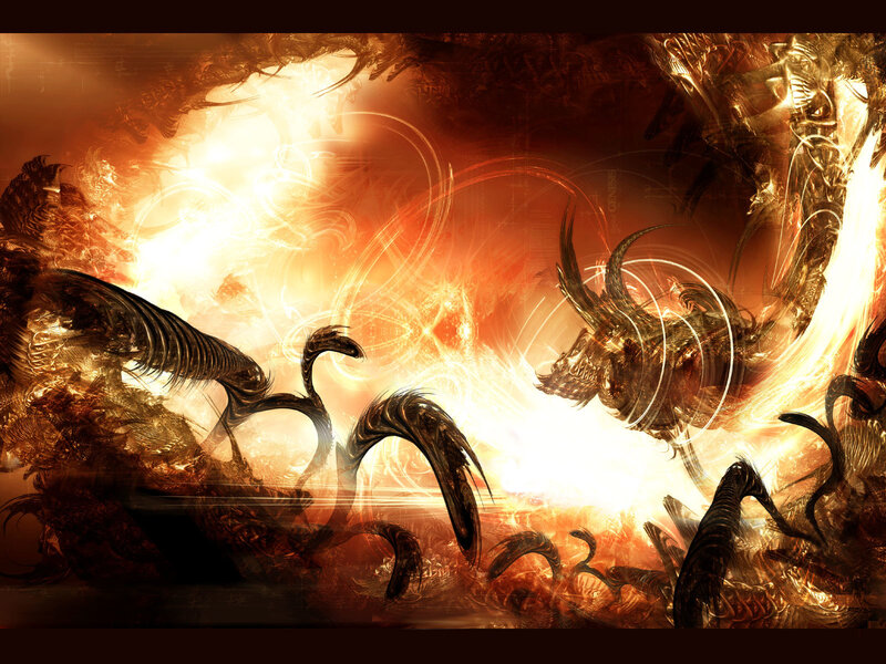 Fiery monster battle