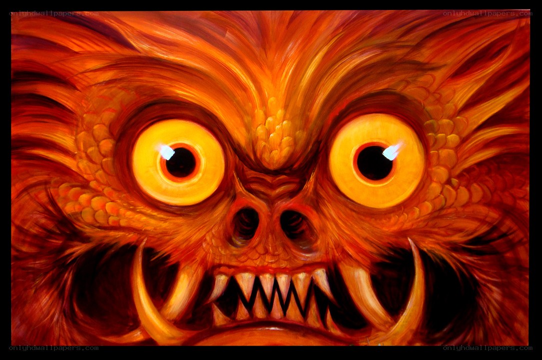 Fiery monster face painting
