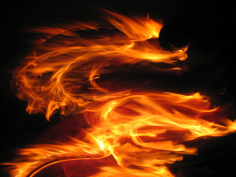 Fiery motion on black background