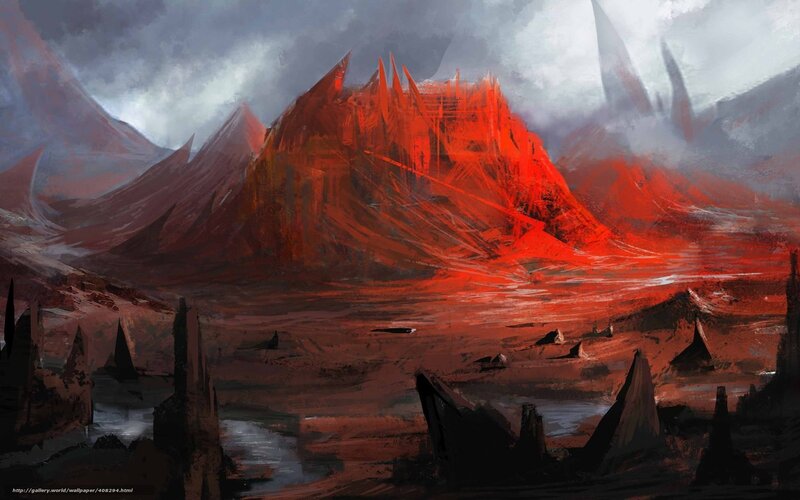 Fiery mountain landscape