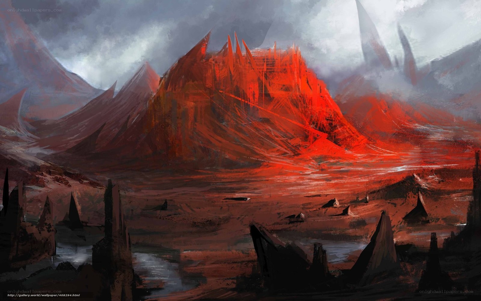 Fiery mountain landscape