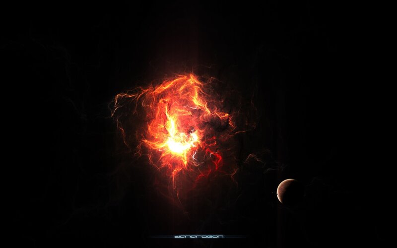 Fiery Nebula in Space — Black, Dramatic