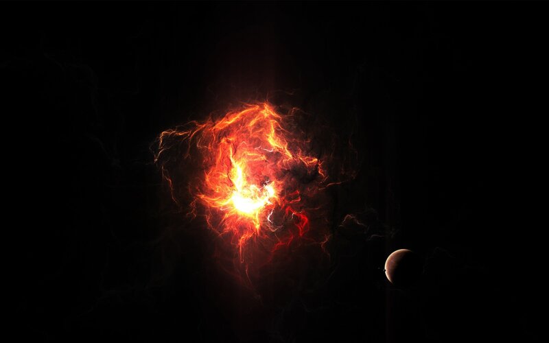 Fiery Nebula in Space — Black