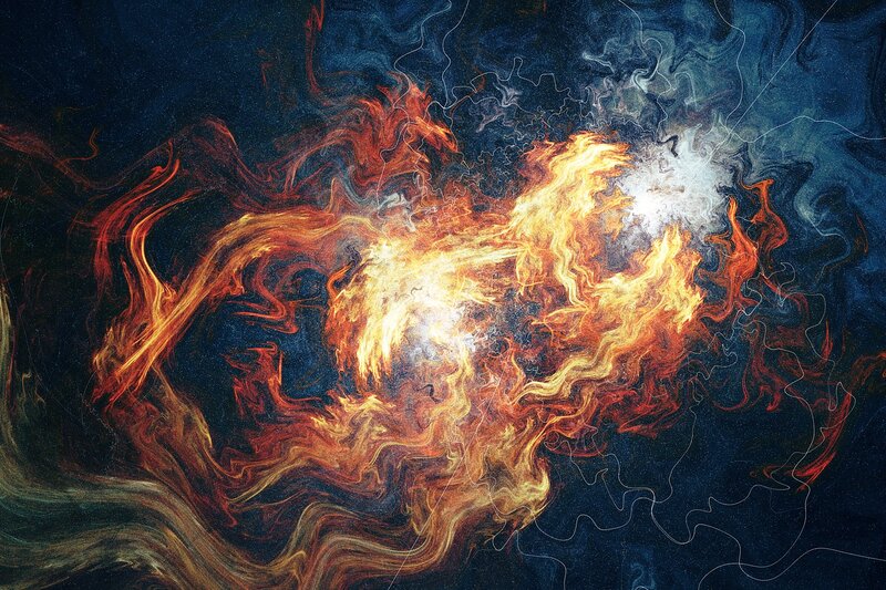 Fiery Nebula in Space — Blue