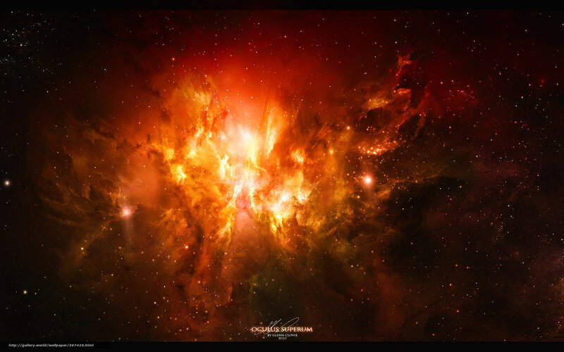 Fiery Nebula in Space — Red, Dramatic