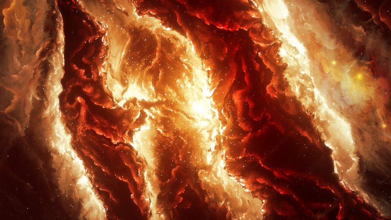 Fiery Nebula in Space — Red