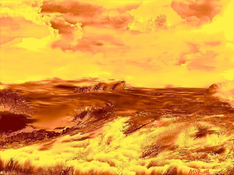 Fiery ocean sunset