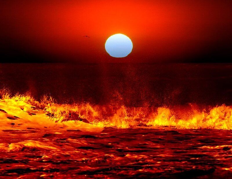 Fiery Ocean Waves