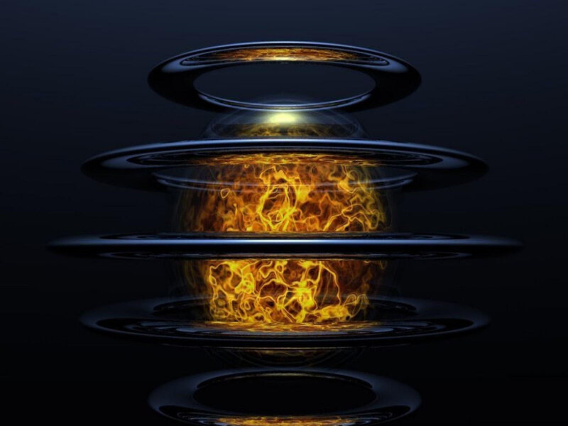 Fiery orb in rings