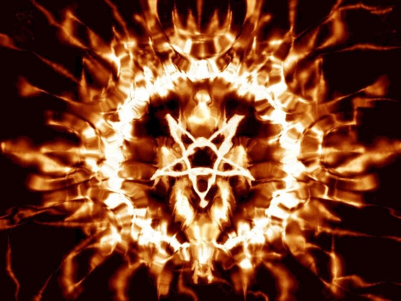 fiery pentagram symbol