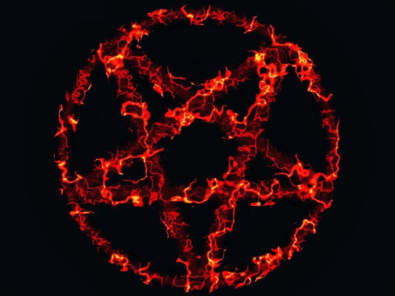 Fiery Pentagram Symbol — Red