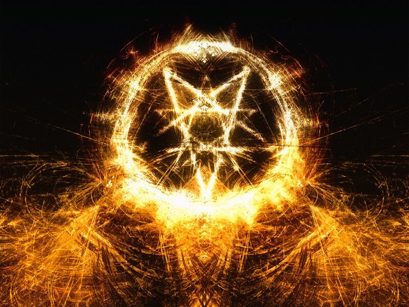 fiery pentagram symbol