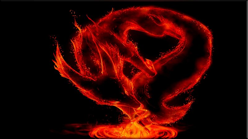 Fiery Phoenix Bird — Red