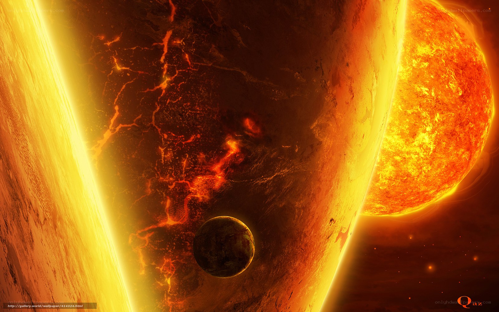 Fiery planet and star system