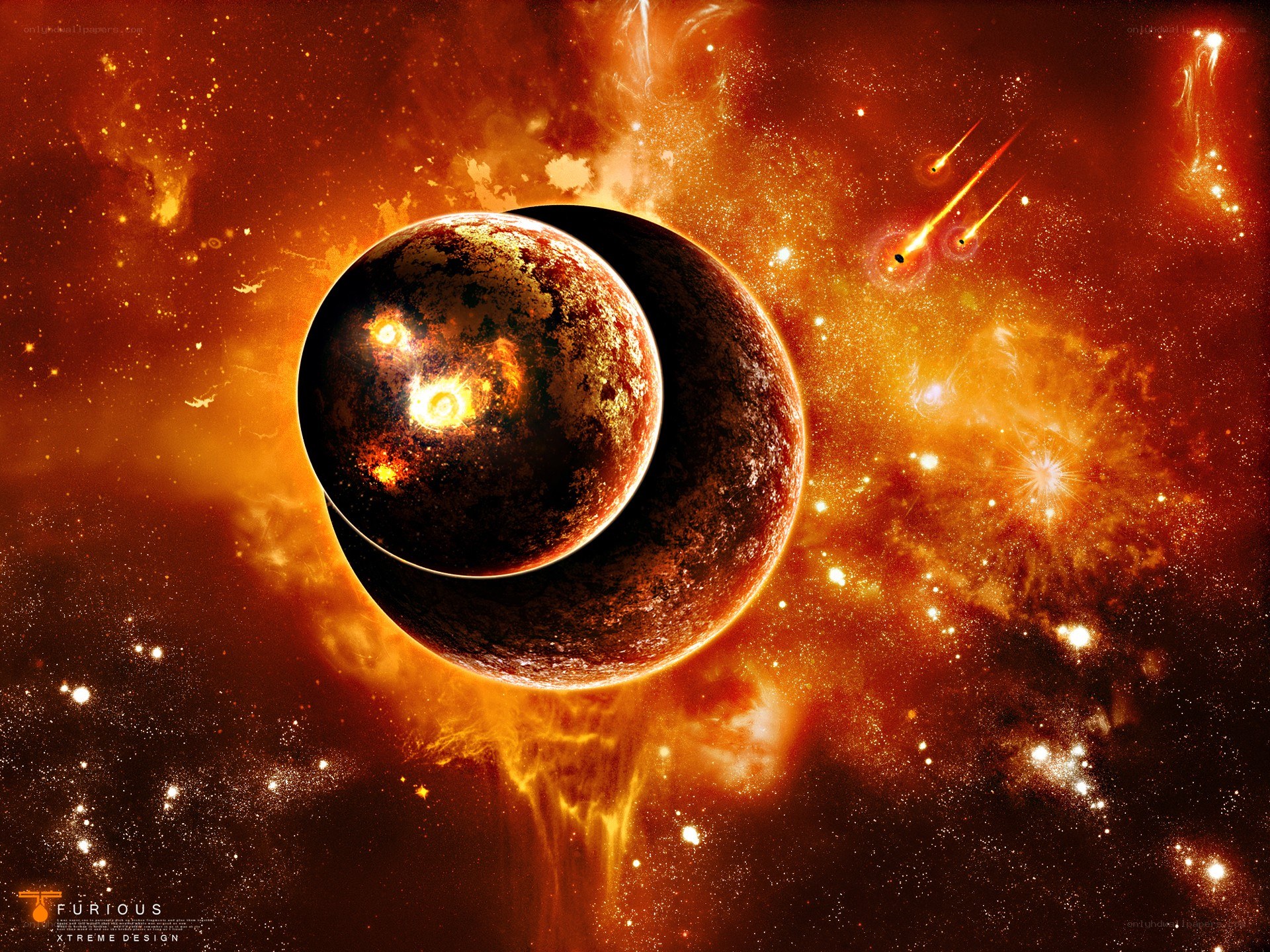Fiery planet in cosmic chaos