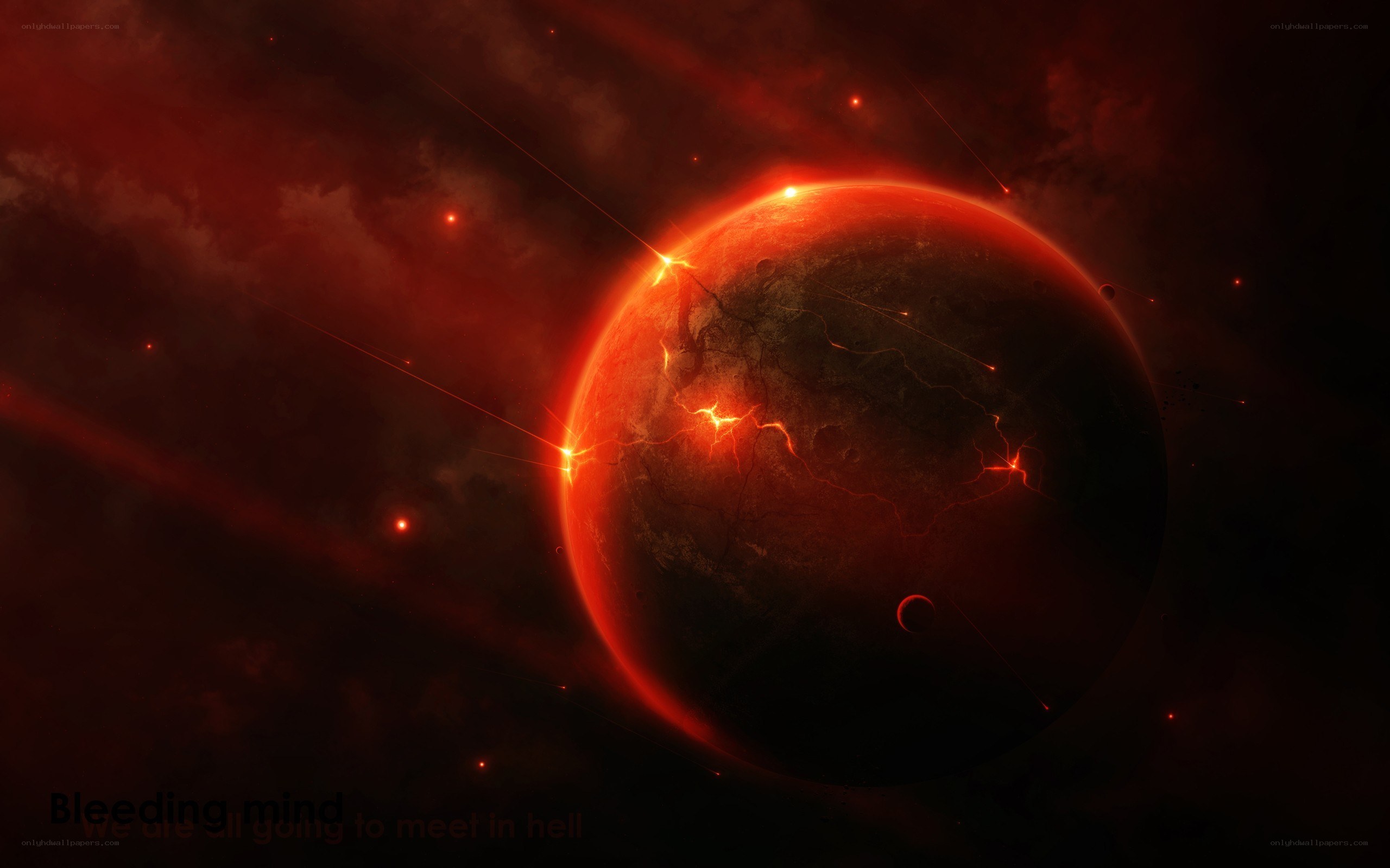 Fiery planet in space