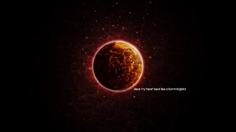 Fiery Planet in Space — Black