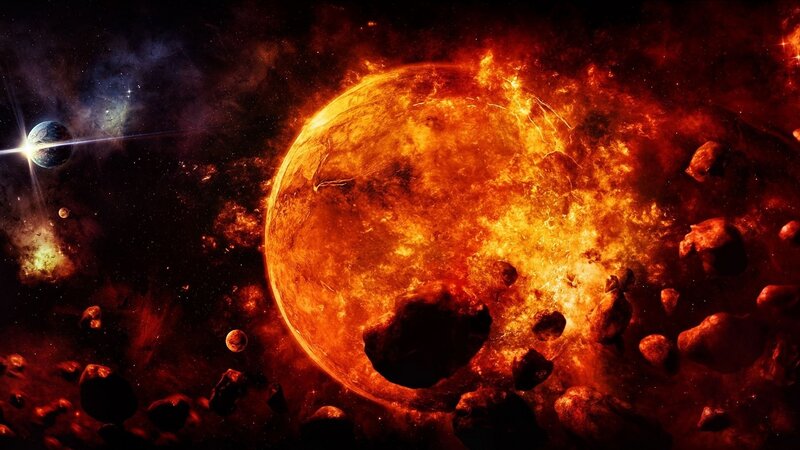 Fiery Planet in Space — Orange
