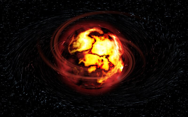 Fiery Planet in Space — Red, Dramatic