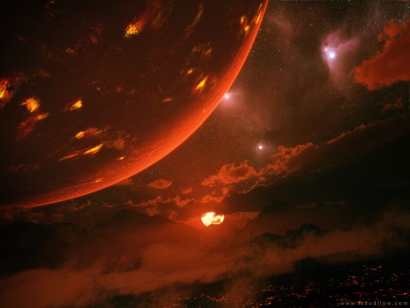 Fiery planet landscape
