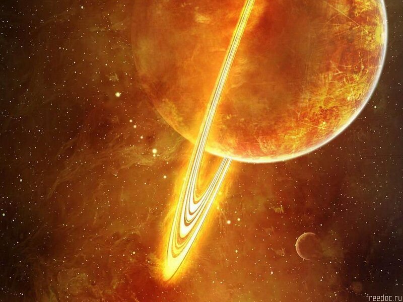 Fiery planet with rings