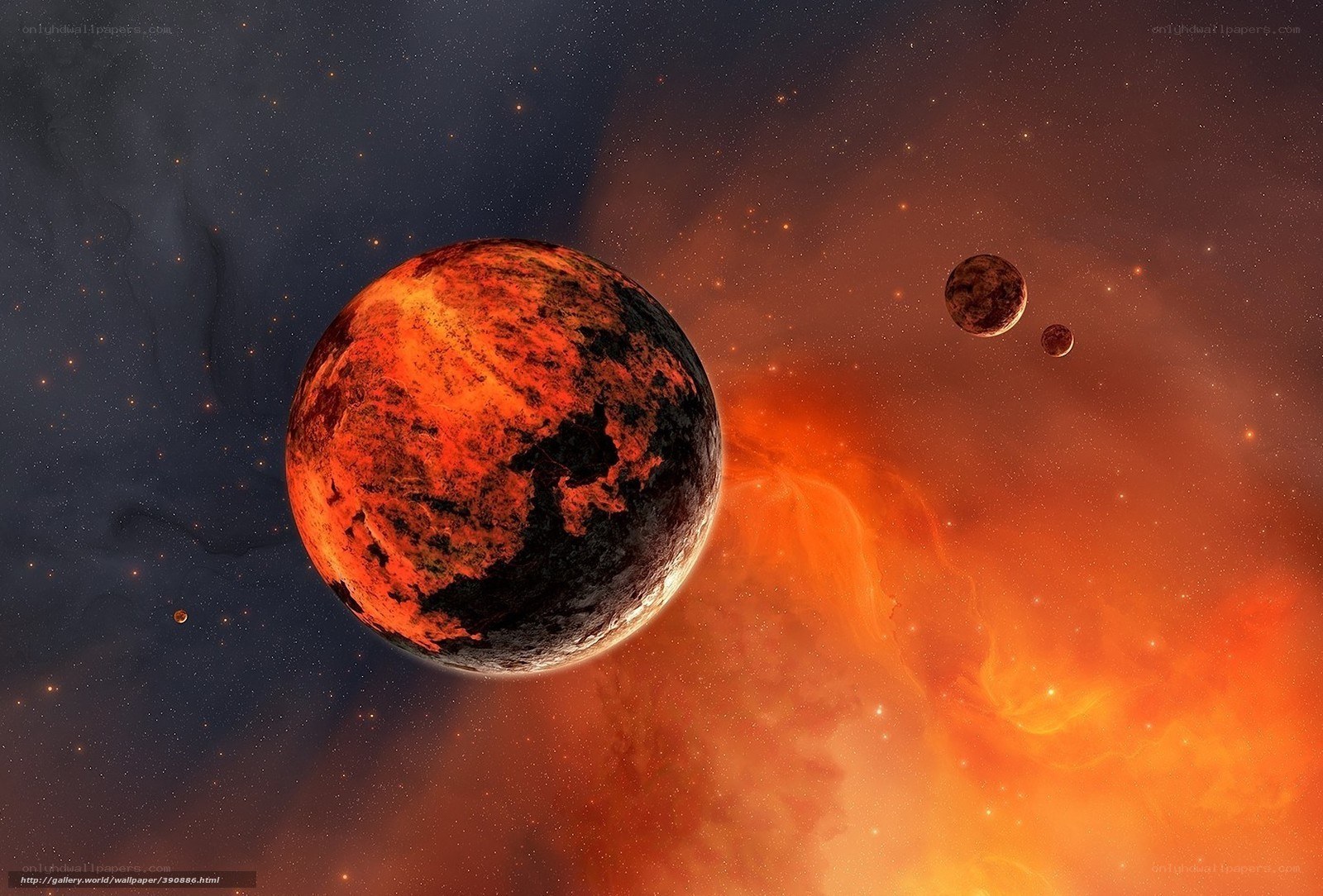 Fiery planets in space