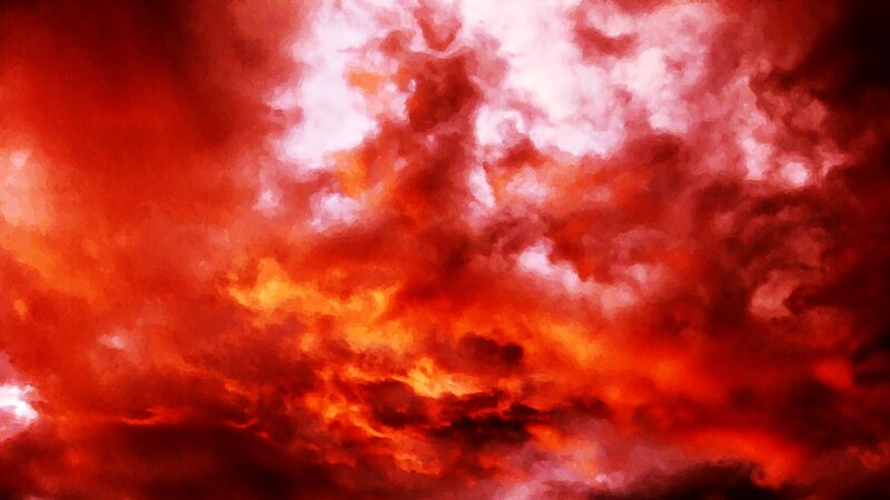 Fiery red sky at dusk