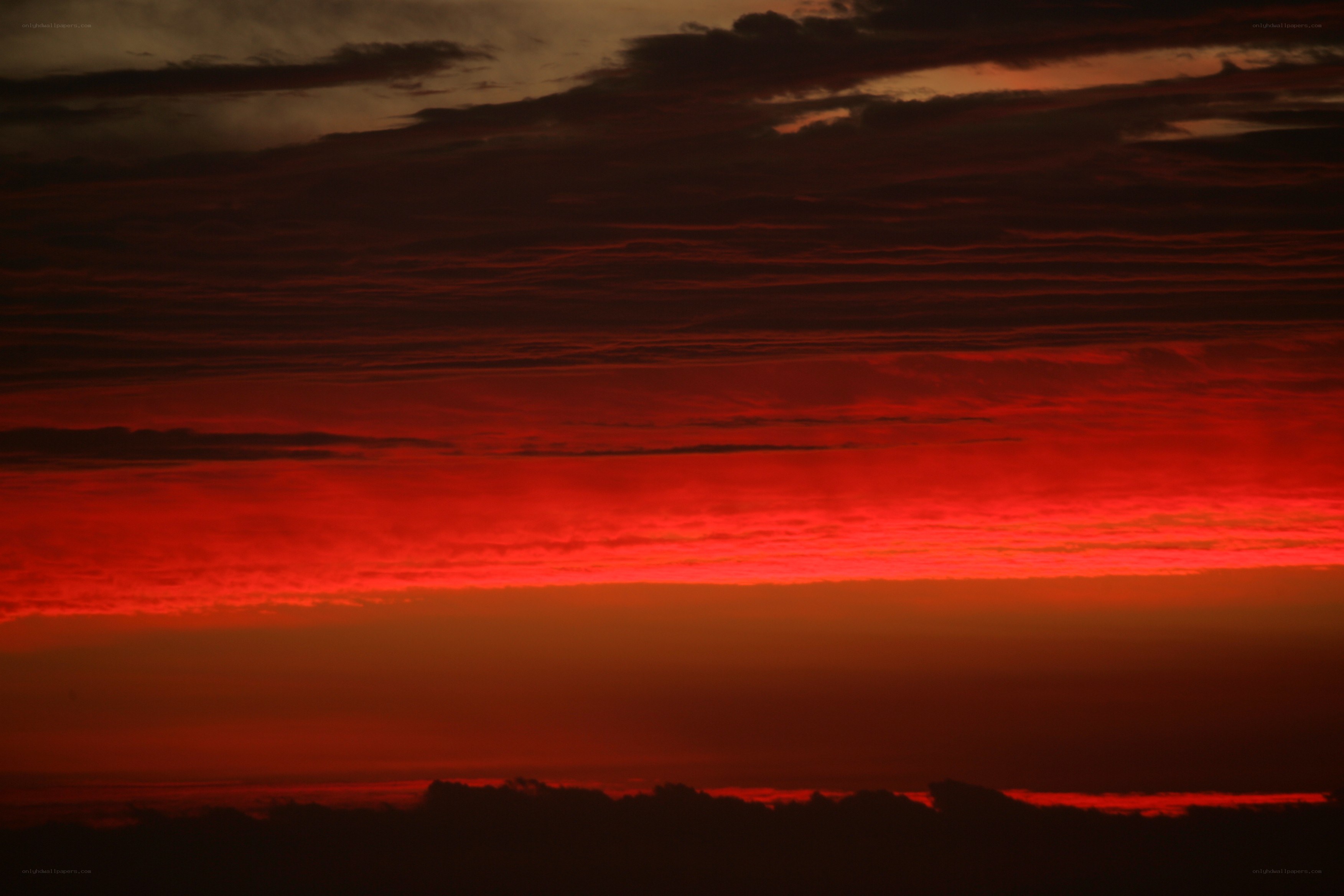 Fiery red sunset sky