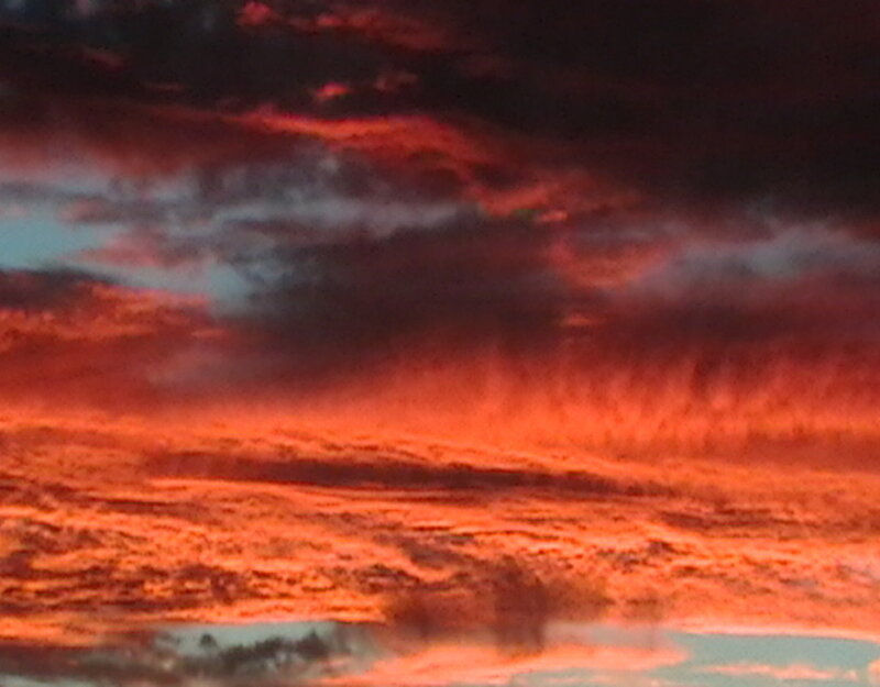 Fiery red sunset sky