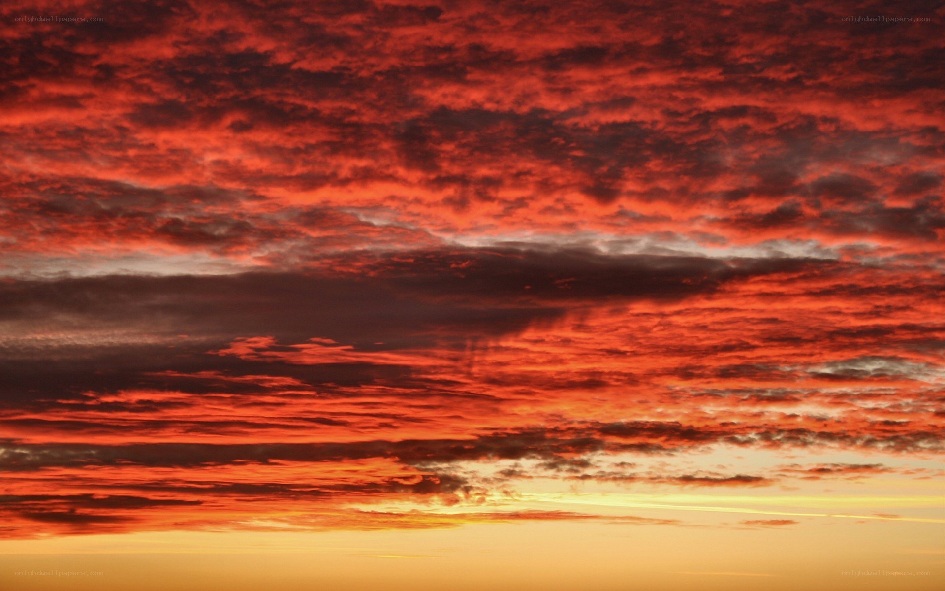 Fiery red sunset sky