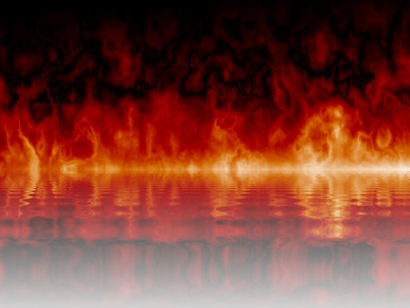 Fiery reflection on water