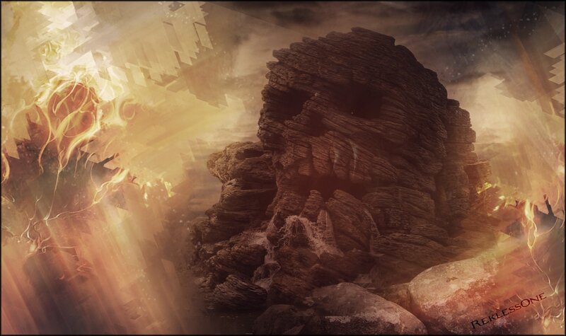 Fiery rock formation