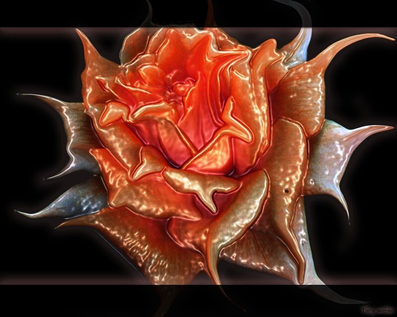 Fiery rose sculpture