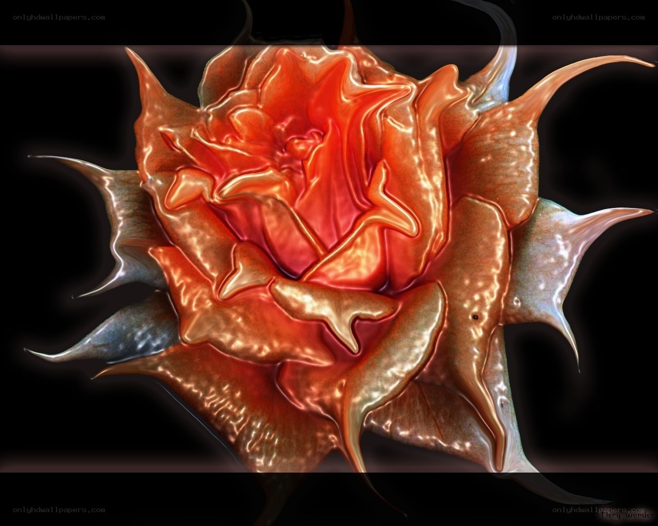 Fiery rose sculpture