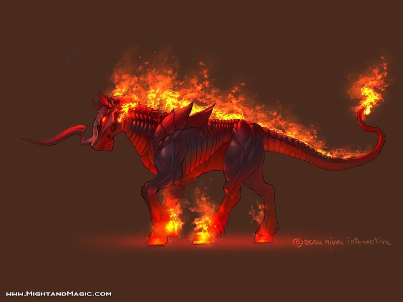 fiery skeletal creature