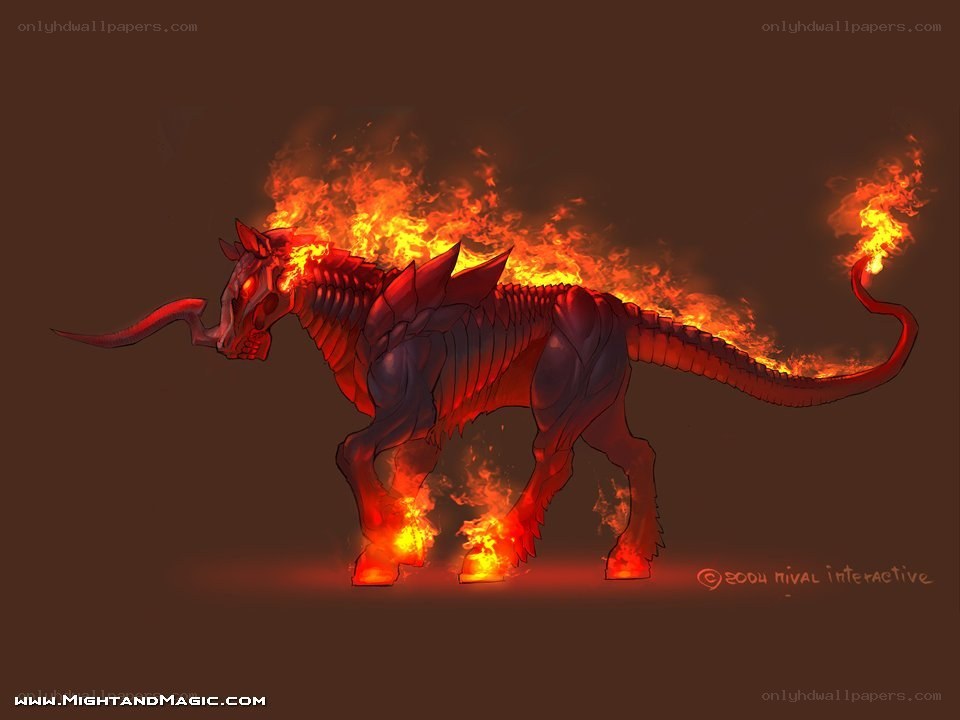 fiery skeletal creature