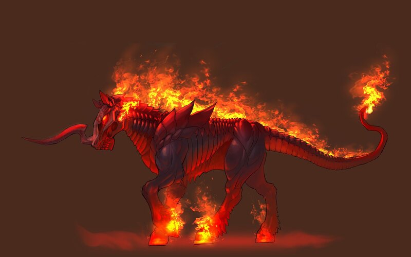 fiery skeletal horse creature
